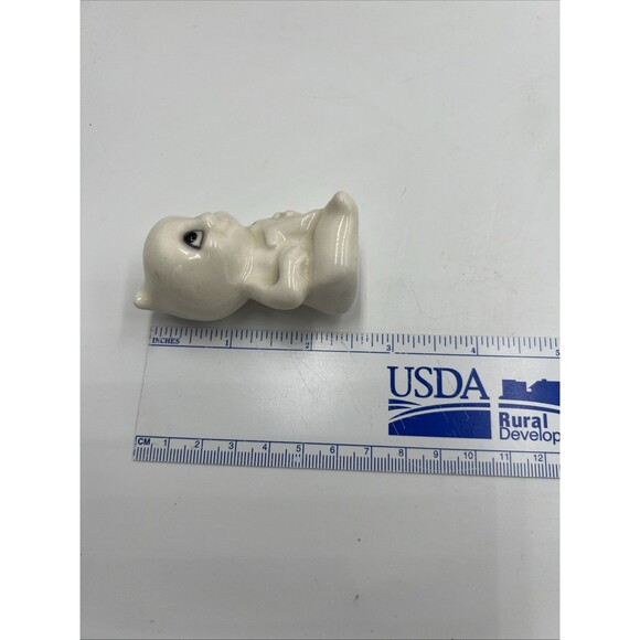 Rare Vintage Macrame Bead Ceramic Baby Ghost Ghost Baby Doll Figurine Halloween - Picture 7 of 8